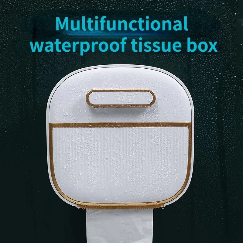 Paper Towel Holder No Drill Paper Towel Holder Roll Storage Waterproof Multi-function Drawer Box Toilet Accessories