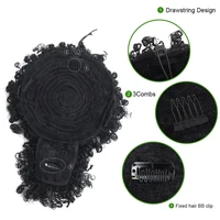 Afro Puff Kinky Curly Hair, Updo Ponytail Extension with Bangs Proximity Wstring Ponytail for Women, Black, Synthetic Hair 4