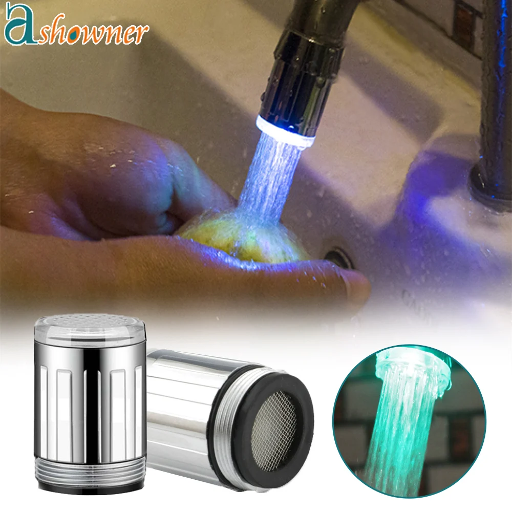 Lightup Led Water Faucet Kitchen Bathroom Shower Tap Faucet 7 Color