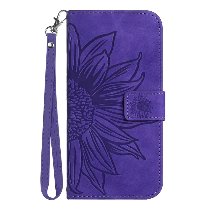 Sunflower Flip Cover Leather Phone Case with Pattern Design