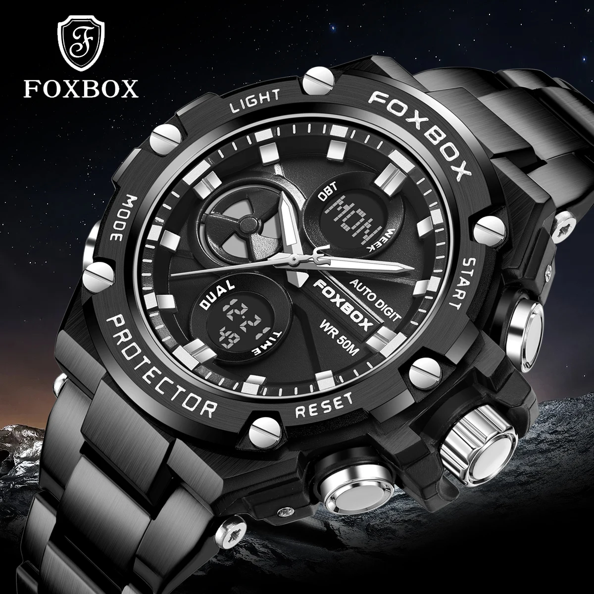 LIGE Top Brand Men's Watches Luxury Big Quartz Wristwatch Waterproof Luminous  Alarm Watch for MenStopwatch Clock