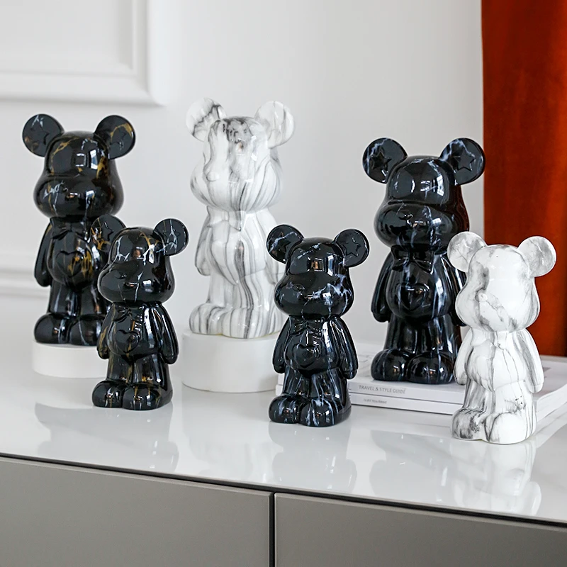 

Creative Bear Statues Resin Nordic Home Living Room Decoration Tv Cabinet Decor Desk Accessorie Figurines for Interior Sculpture