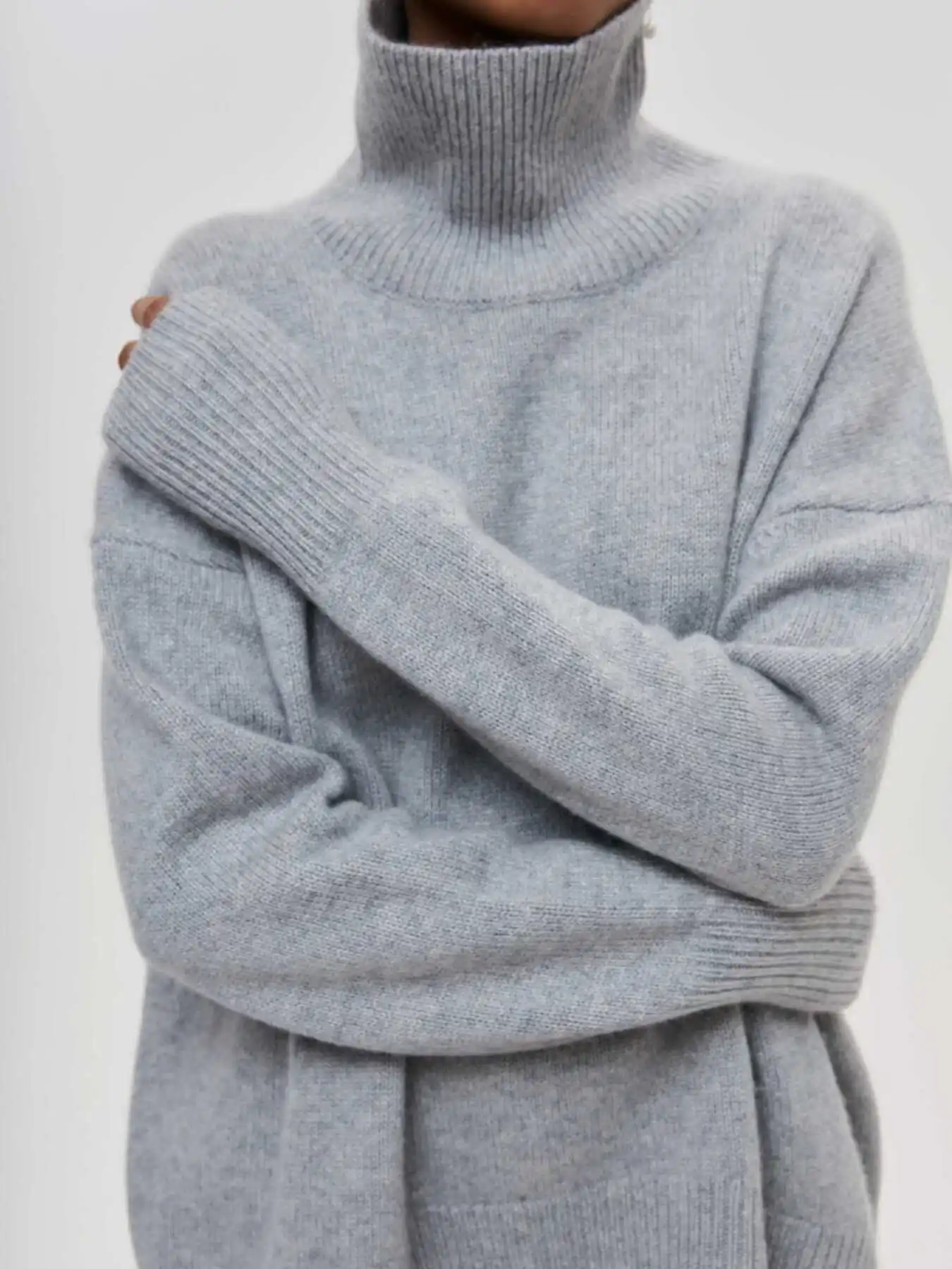 Oversized Knitted Sweaters Loose Women Pullovers Autumn Winter Basics Tops Jumper Warm Female Turtleneck Pulers Sweaters_voghion.com