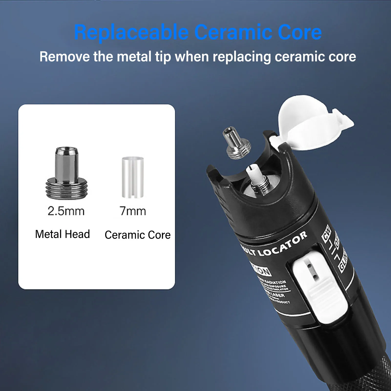 80km Visual Fault Detector 2.5mm Universal Connector Fiber Optic Test Pen 650nm&plusmn;10nm Output 80MW for Breakpoint Detection