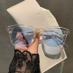 Vintage - Inspired Square Frame Sunglasses with Rhinestone Accents (Blue)