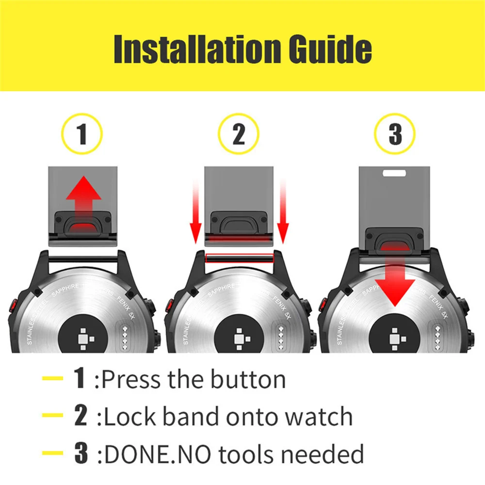 Premium Quick Fit Smart Watch Band - 22mm/26mm Strap Release Bracelet