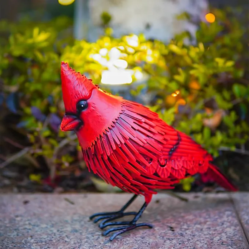 Cardinal Grosbeaks Red Bird Resin Sculpture Living Room Bedroom Decoration Crafts Festival Gifts Yard Ornament Outdoor