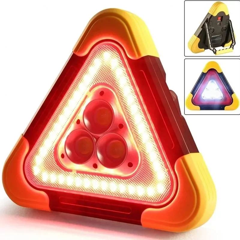 Truck Trailer LED Solar Triangle Flashing Warning Light Battery Wireless Reflective Anti-collision Tail Lamp Flash Strobe Beacon