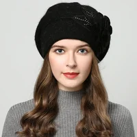2024 New Autumn and Winter Korean Edition Fashion Versatile Rabbit Hair Knitted Wool Hat for Women Thickened and Plushed Warm Ea 1