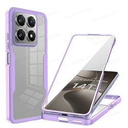 Xiaomi Pro 360° Shockproof Transparent Phone Case - Full Body Protection Cover for Redmi 14C (Purple)