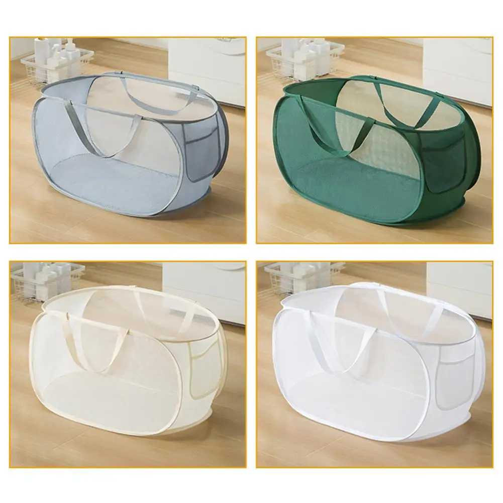 Laundry Basket Folding Mesh Storage Bag for Dirty Clothes