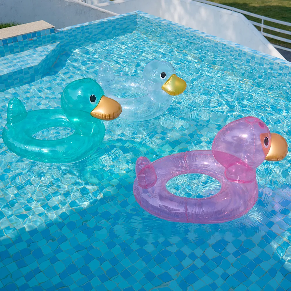 Inflatable Pool Floats Baby Transparent Duck Swimming Ring Water Seat Floating Ring Swim Circle for 1-5 Age Kids Children матовый soft touch чехол на xiaomi 13 с 3d принтом duck swim ring