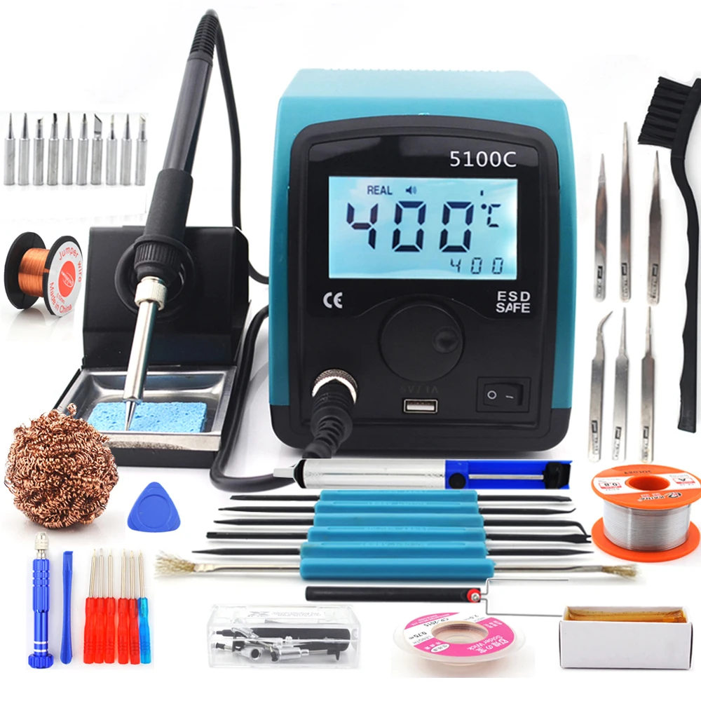 

75W LCD Smart lead-free constant temperature digital welding soldering iron soldering station 5100C With USB interface 220V 110V