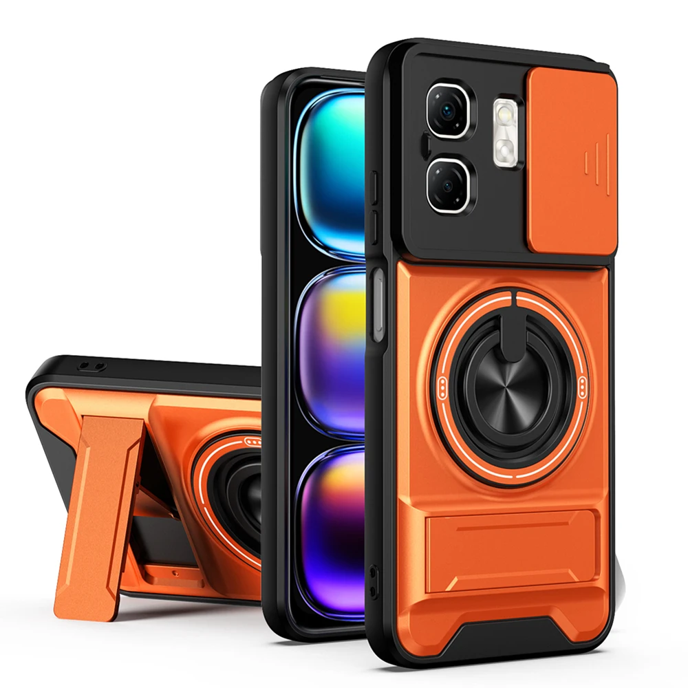 Magnetic Phone Case with Slide Camera Protection & Upright Kickstand - Shockproof Cover