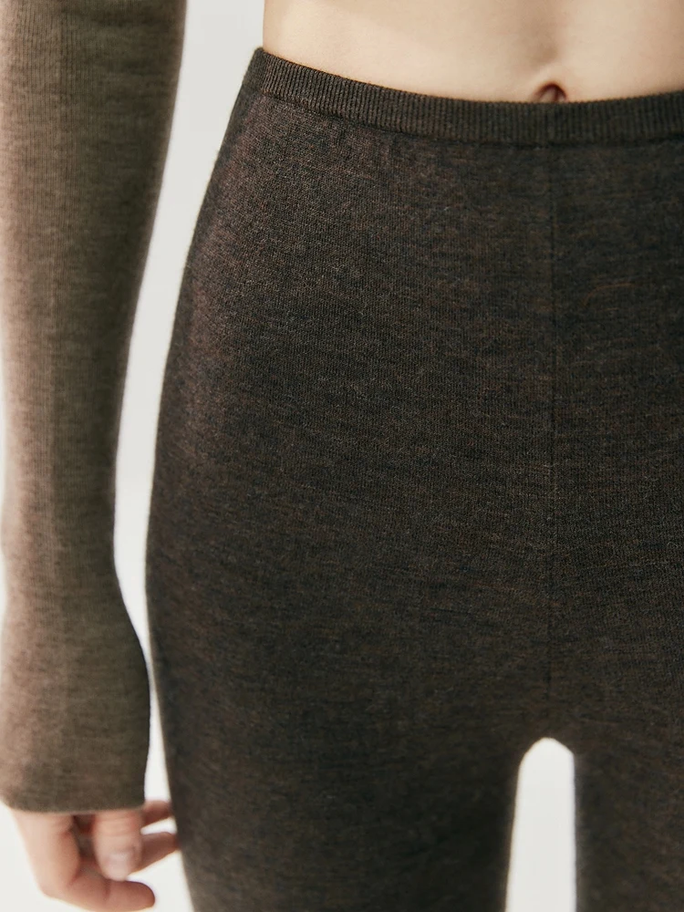 ADDONEE High Quality Women's 100% Worsted Wool Legging Autumn Winter Machine Washable Legging Basic Elastic Soft Warm Long Pants