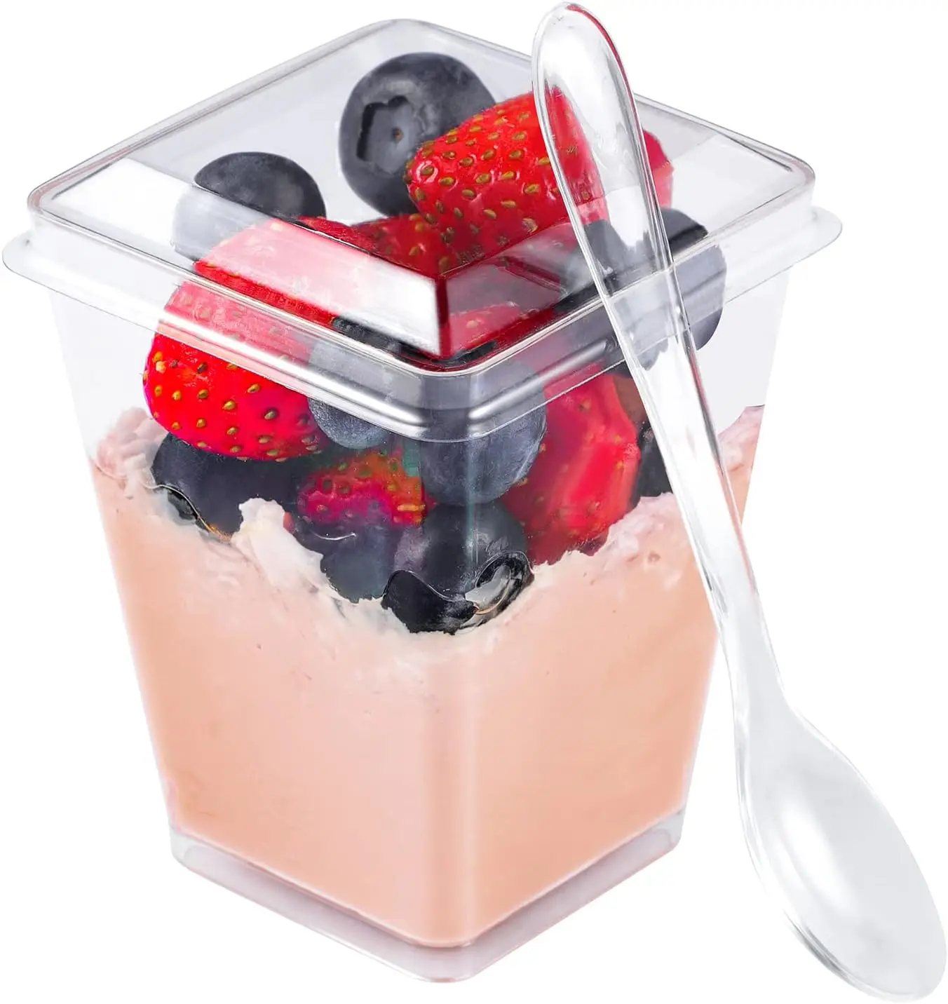 Plastic Cups 20PCS 160ml Dessert Cups With Lids Spoons For Pudding Cake Appetizer Jelly Yogurt Mousse Baking