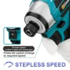688N.m 8-Speed 1/4'' Brushless Electric Screwdriver Cordless Screwdriver Electric Drill Impact Driver Kit for Makita 18V Battery 6