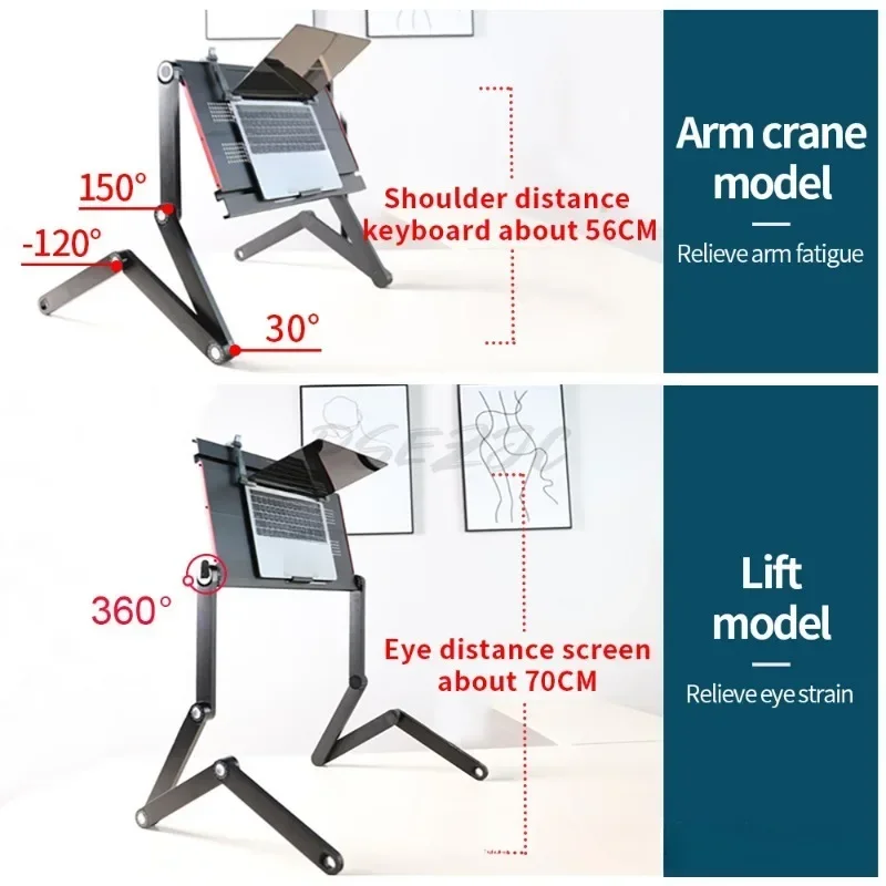 OMAX Folding Table Extended and Raised Laptop Desk Portable Bed Lazy Person Stand Learning Workbench