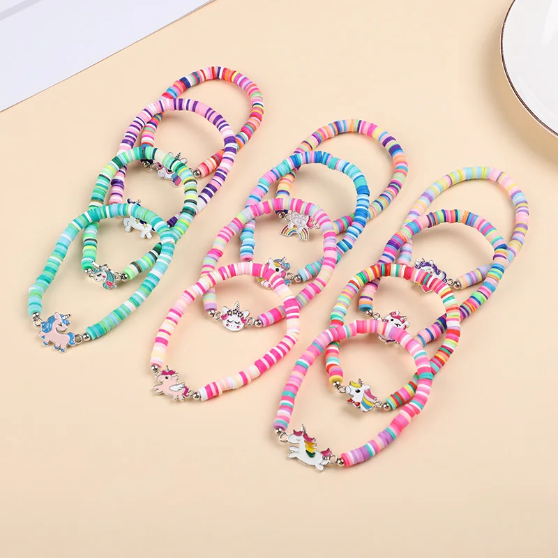 12 Stück/Set Einhorn-Charm Elastische Perlenarmbänder für Kinder Mädchen Geburtstagsparty-Geschenke Piñata-Füller Gastgeschenke Babyparty – Detail 5