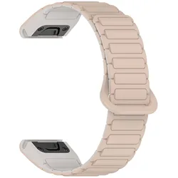 Magnetic Silicone Link Bracelet Strap - QuickFit 26 20 22mm - Garmin Fenix 8 43mm (Light pink white)