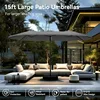 15ft Large Patio Umbrellas with Base, Outdoor Double-Sided Rectangle Market Umbrella for Pool Lawn Garden, Light Gray 3