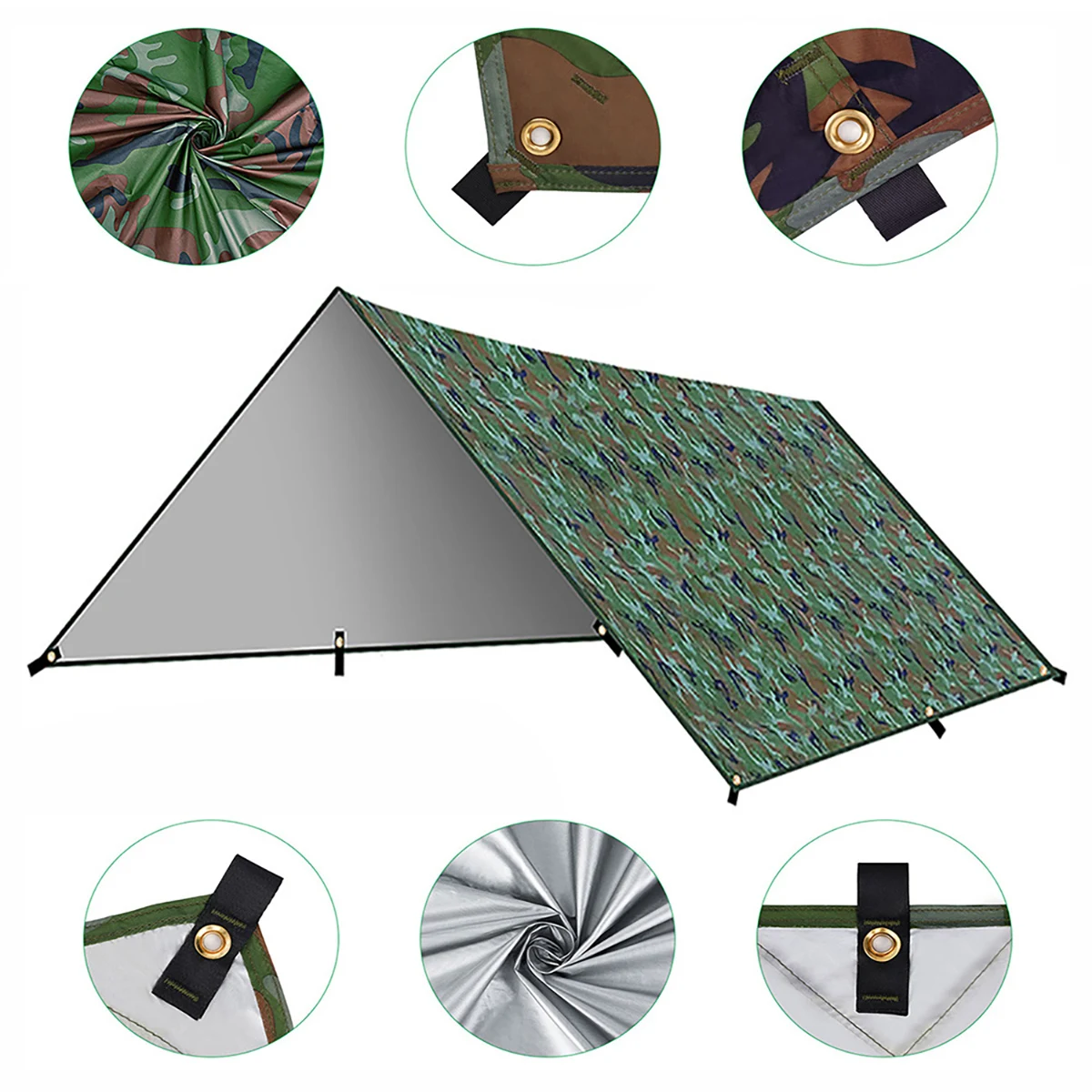 Waterproof Camping Sunshade, Portable Tent Tarpaulin, UV-Protective Sunshade, Outdoor Camping Multi-Function Gear-Camo
