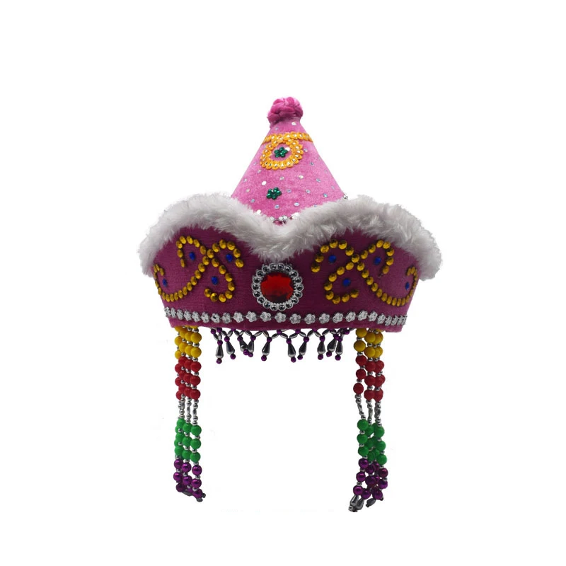 Kinder mongolische Jurte geformte Königin Prinzessin Hut Kopfschmuck Frauen mongolische nationale Minderheit Hut Festival Tanz Kopf bedeckung Kostüm – Detail 12