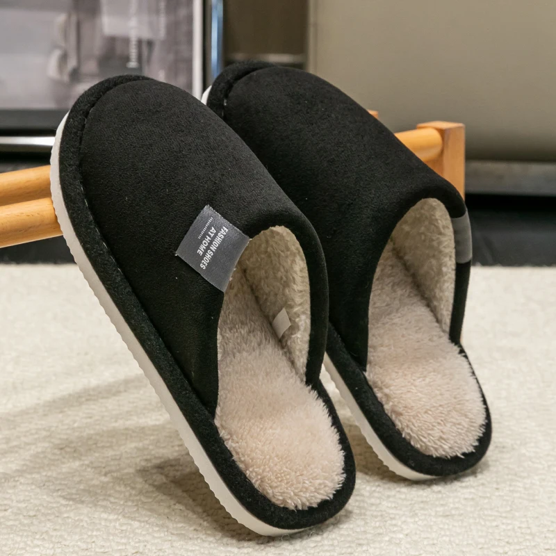 Household Indoor Men's Slippers Autumn and Winter Home Floor Guests Lightweight Quiet Non-slip Suede Fabric Couple's Shoes 2026