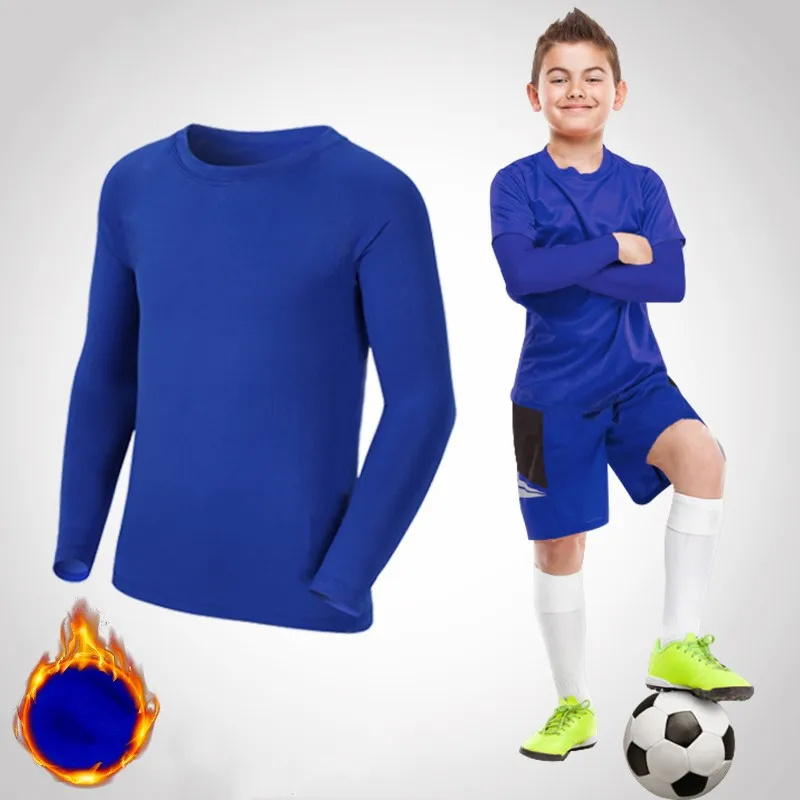 Kids Children Boy Girl Compression Running Long T Shirt Fitness Sport Basketball Football Gym Sportswear Thermal Soccer Clothes
