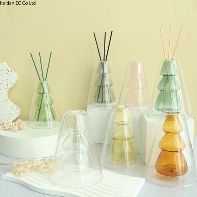 Creative Christmas Tree Glass Aromatherapy bottle Perfume Essential oil diffuser bottle Fragrance Home decoration Small vase