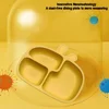 Silicone Baby Dinner Plate Food Grade Baby Supplement Bowl Set Children's Divided Dinner Plate Suction Cup One Piece 3