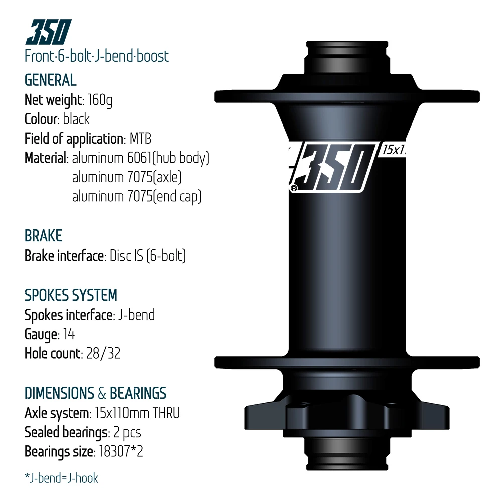 Koozer 350 Vordernaben 28H 32 36 Löcher 5x100 QR 15x110mm Boost 6-Loch Disc 2 abgedichtete Lager AL7075 E-Bike Teile MTB Fahrradnaben – Detail 4