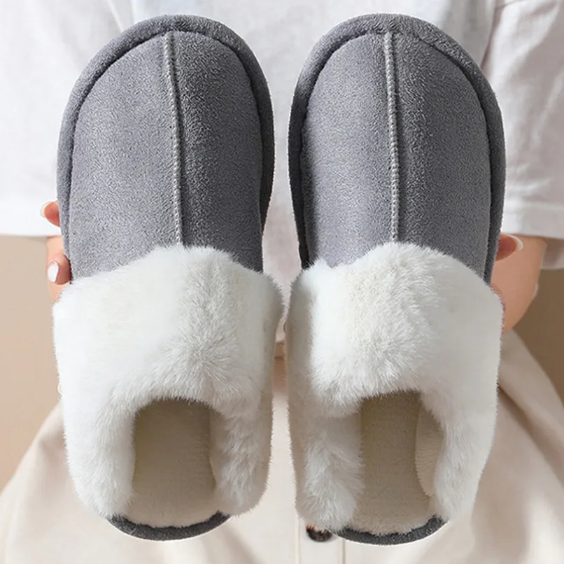 

House Slipper Women Winter Warm Fuzzy Fur Plush Non Slip Indoor Female Room Home Shoe Flat Man male Lazy Footwear Bedroom