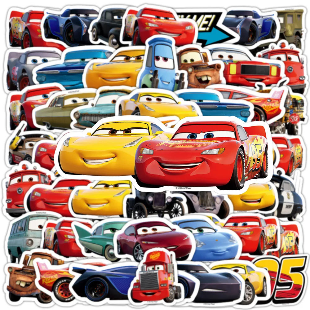 10/30/50Pcs Disney Cars Anime Stickers Cute Cartoon Lightning Mcqueen Sticker Car Moto Phone Graffiti Decalcomanie Per Bambini Giocattolo