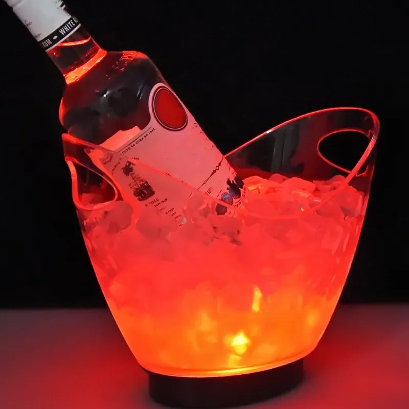 2L Waterproof LED Ice Bucket with 7 Colors for Bars and Parties Stylish ABS Champagne Bowl Ice Bucket with LED Lights