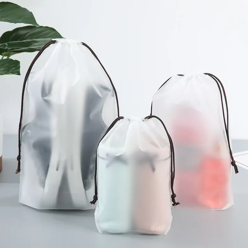 Portable storage bags 10PCS Shoe storage Drawstring Eco storage bag for sundries Travel makeup bag Waterproof transparent plastic