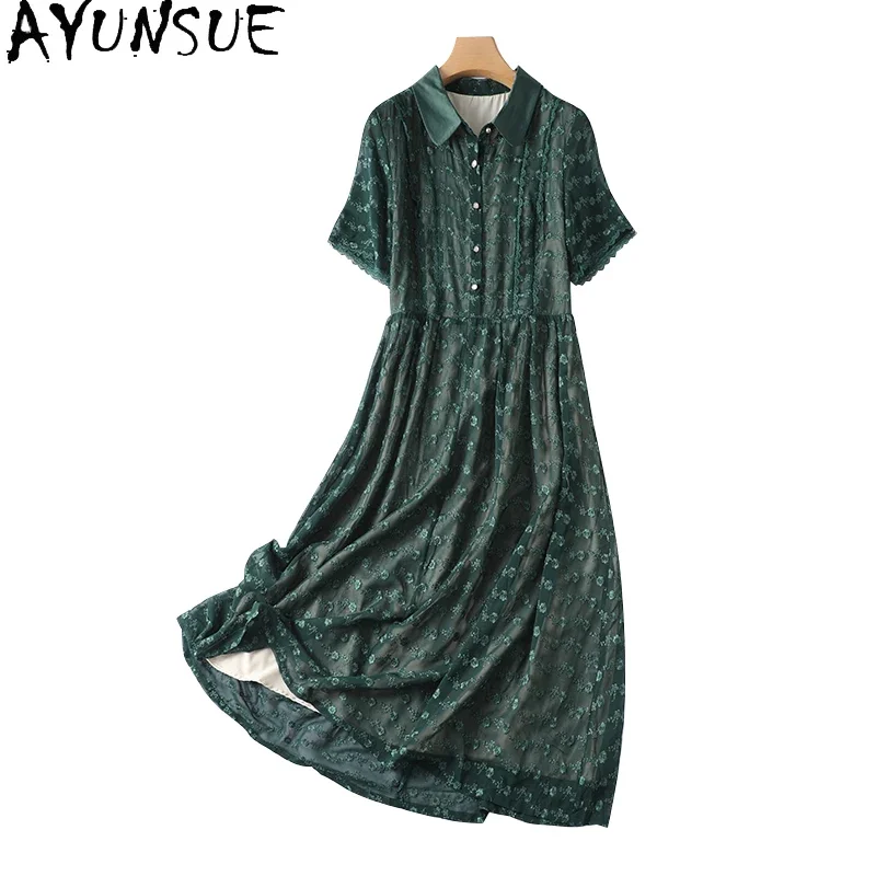 

Платье-Макси женское из шелка тутового шелкопряда, с вышивкой