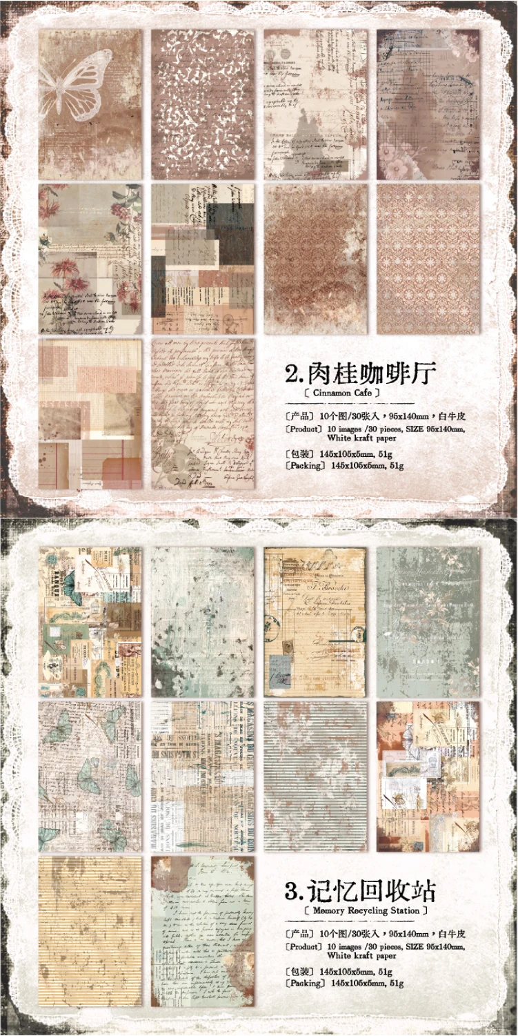 30 teile/paket Vintage Europäischen stil Material papier DIY Scrapbooking Collage Decor Junk Journal Ästhetik schreibwaren Papier – Detail 13