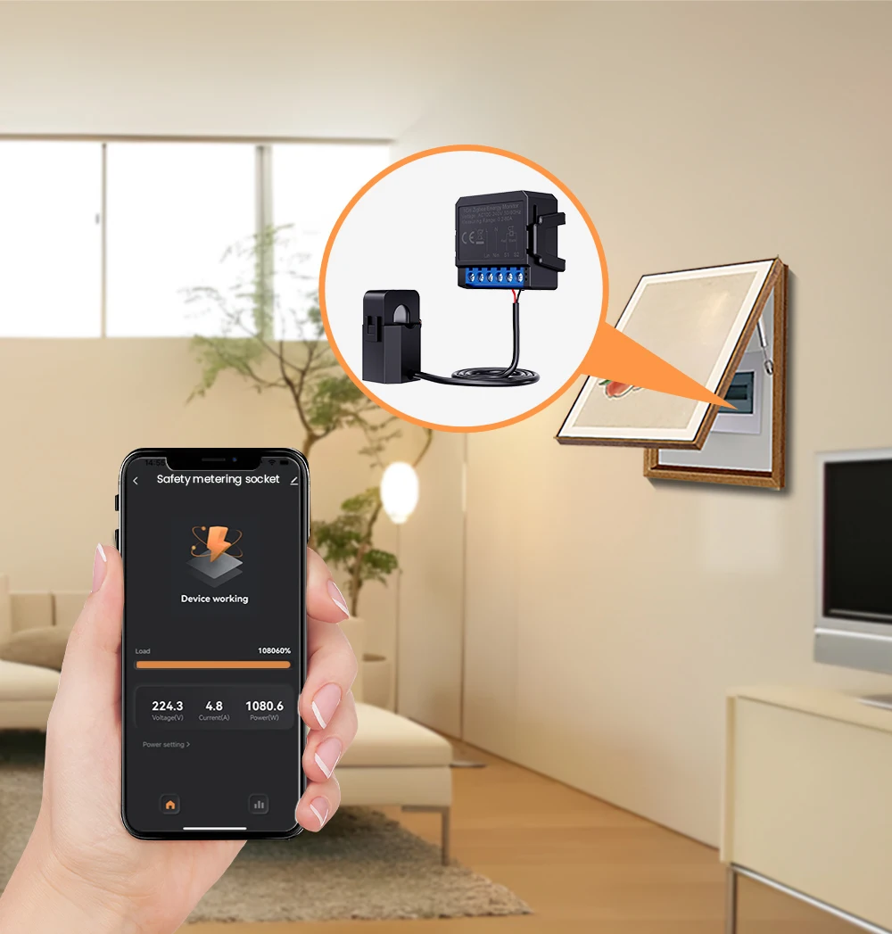 AVATTO Tuya WiFi/ZigBee Smart Energy Meter Clamp KWh Bidirectional Monitoring APP Control