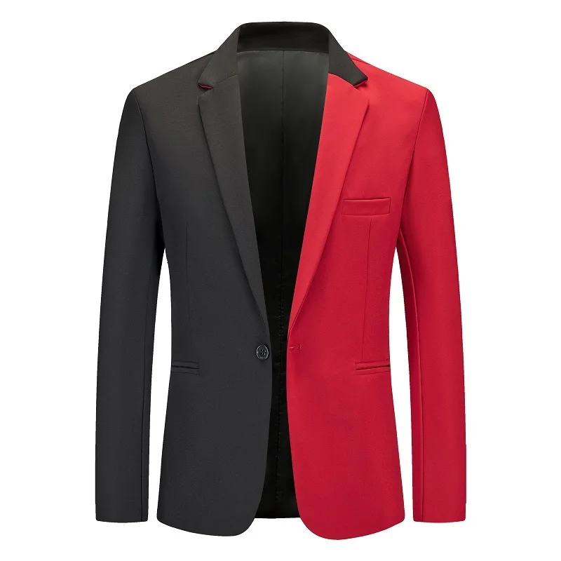 Spring and Autumn Thin Men Suit Coat Blazer Casual Color Matching Single Button Slim Fit Men's Suit High Quality Business Dress