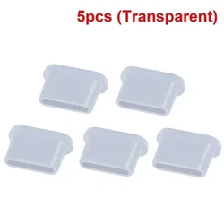 Silicone Type - C USB Dust Plug Charging Port Protector Cover 10 - Pack (5PCS Transparent)