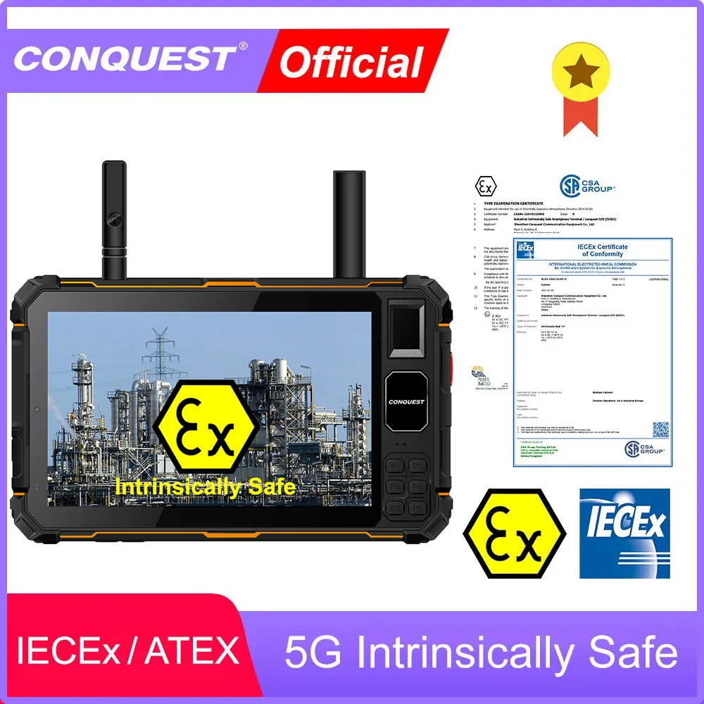 CONQUEST EX202 Tablet 5G Intrinsically Safe Terminal Zone 1/21 ATEX/ IECEx  Android12 Rugged Tablet цена и фото