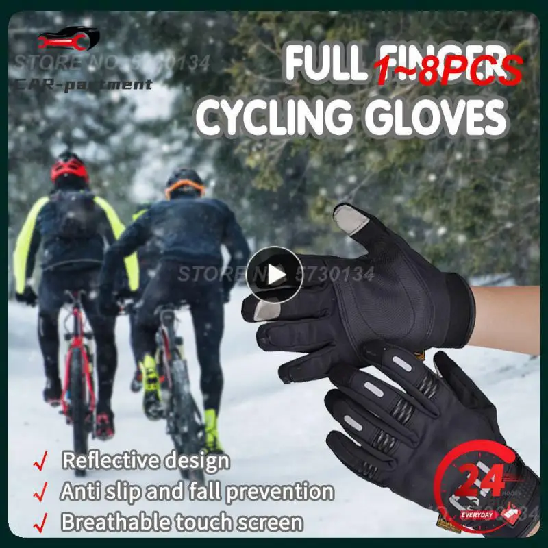 

Зимние мотоциклетные перчатки с закрытыми пальцами, 1-8 шт., водонепроницаемые перчатки для мужчин, теплые мотоциклетные перчатки, перчатки для сенсорного экрана, для езды на мотоцикле