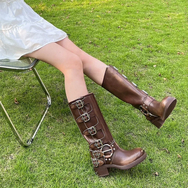 

Slip On Combat Botines Cozy Chaussure Femme Biker Women Boots Buckled Leather Z0apatos Mujer Designer Botas Femininas Tendencia