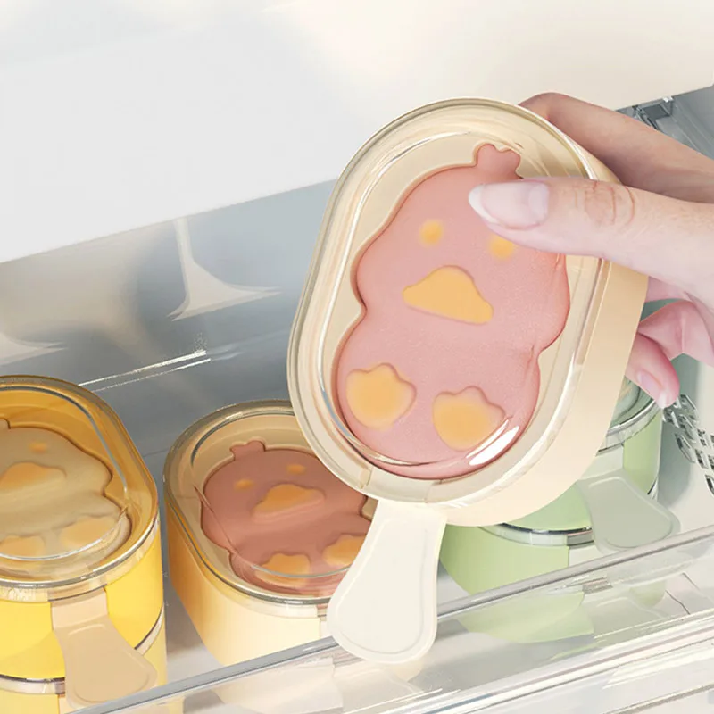 Houseeker Cartoon Ice Cream Mold With Sticks Summer Ice Cube Moulds DIY Handmade Popsicle Tools