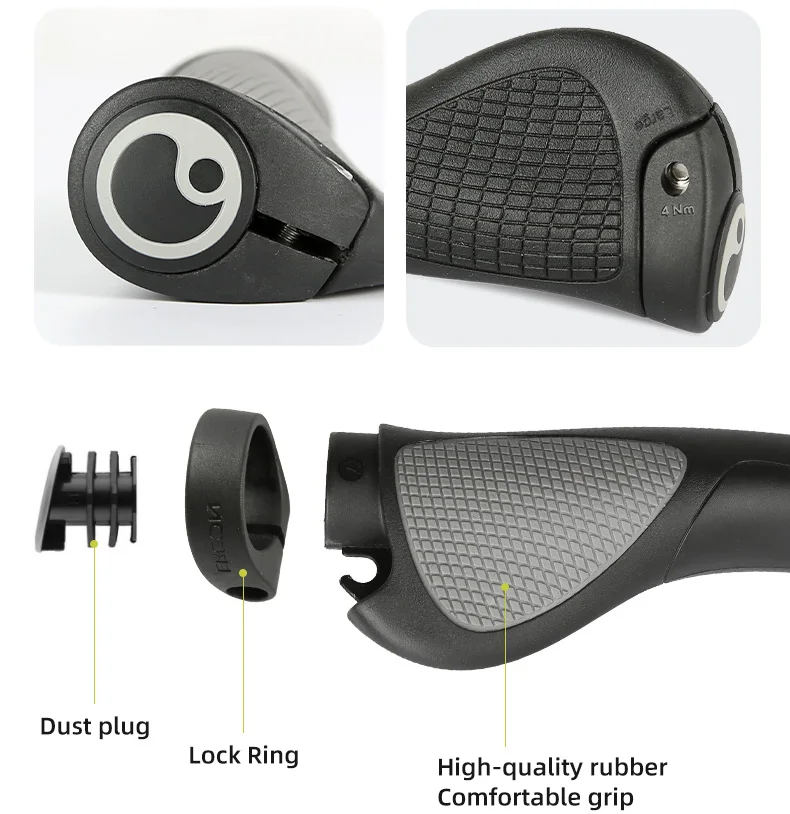 ROCKBROS Poignées VTT Vélo Guidon Double Verrouillage - Paire Confortable Caoutchouc Et Aluminium 22mm (Orange)