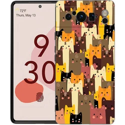 Elegant Black Soft TPU Phone Case with Cartoon Cats Design - Pixel 9 (A1)
