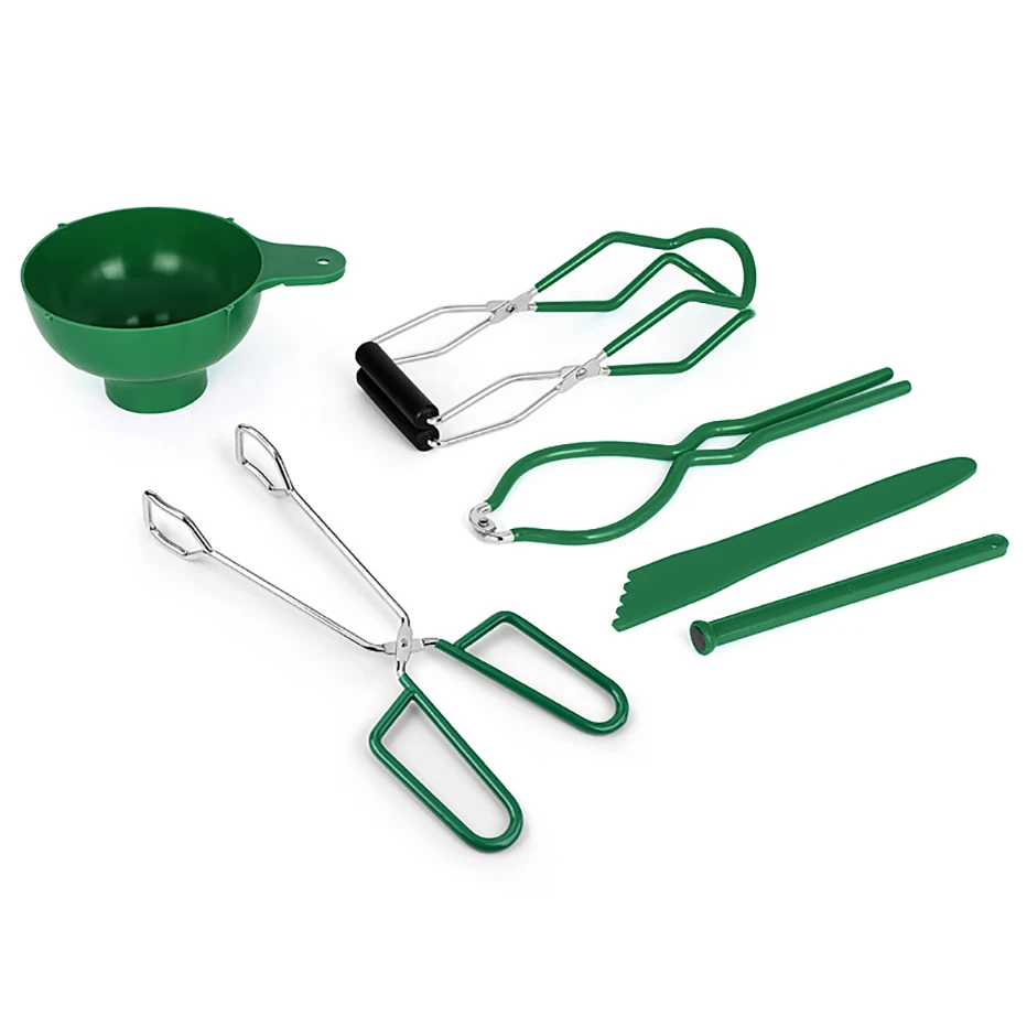 Anti-Scalding Canning Clip Pot Clip Set Stainless Steel Canning Jar Clip Pot Clip Green Grip Handle for Safe and Secure Grip Kitchen Tool Anti-Scald Clip Suit A set of 5 