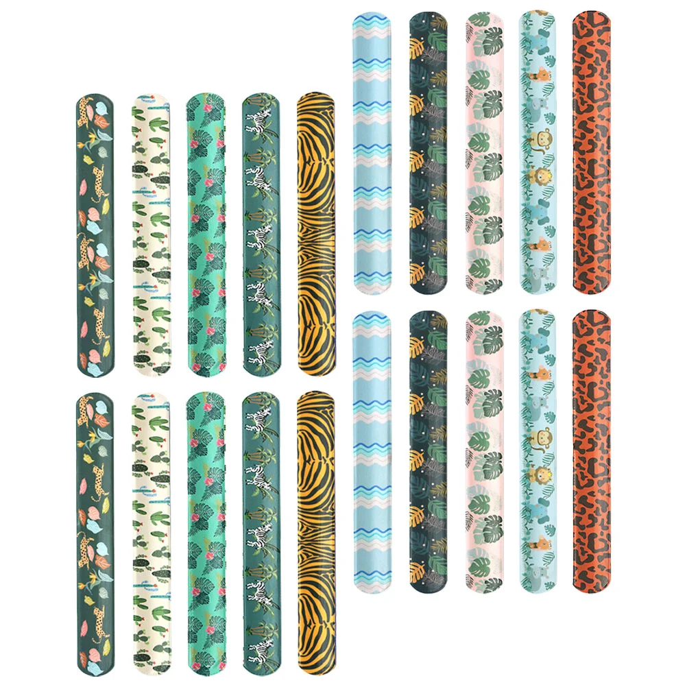 

20 Pcs Jungle Animal Wrist Band Toy Kids Wristbands Slap Bracelets Lightweight Party Supplies Classroom Prize Pvc Cartoon Child