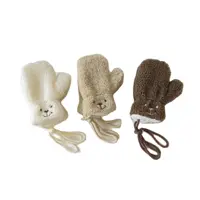 1-4Y Cartoon Bear Baby Mittens Winter Warm Kids Baby Girls Gloves Knitted Children Toddler Thick Child Fleece Cartoon Mittens 1